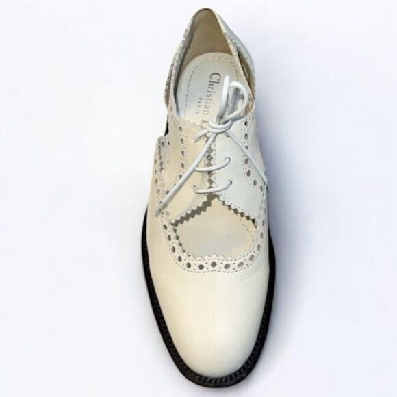 DIOR Teddy-D Derby Off White Cut-Out Accent Calf-Skin Oxfords Size EU37 D - Picture 2 of 12
